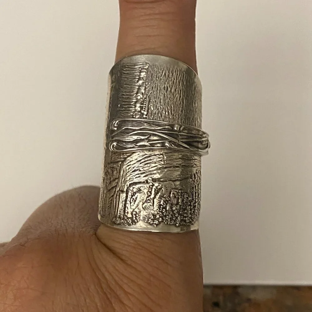 Niagara Falls Custom Made Statement Silver Ring Unisex